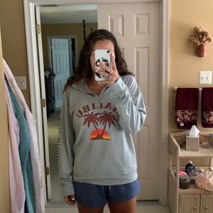 Malibu rum day drinking quarter zip